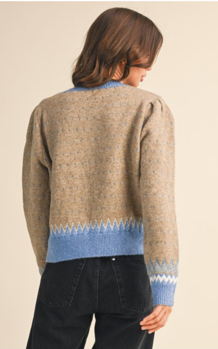 Taupe/Blue Sweater
