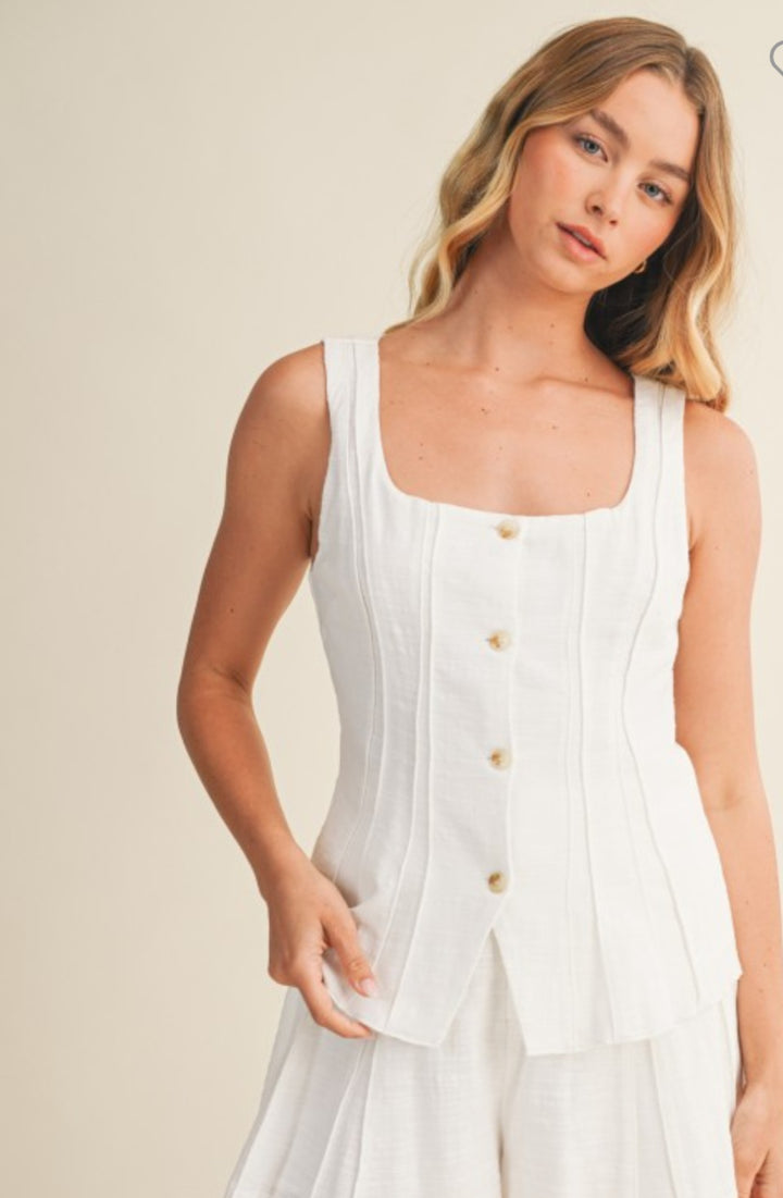 White Button Vest
