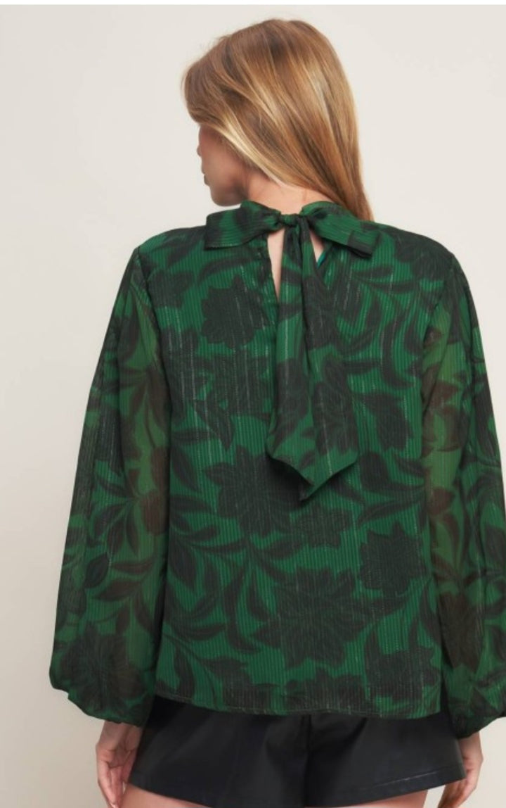 Green/Black  Floral Blouse