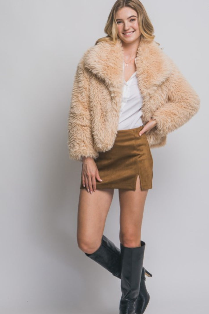 Khaki Faux Fur Coat