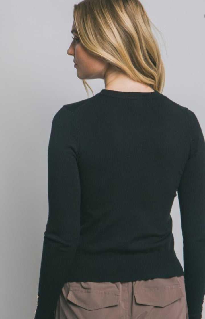 Black Sweater with Gold  Buttons