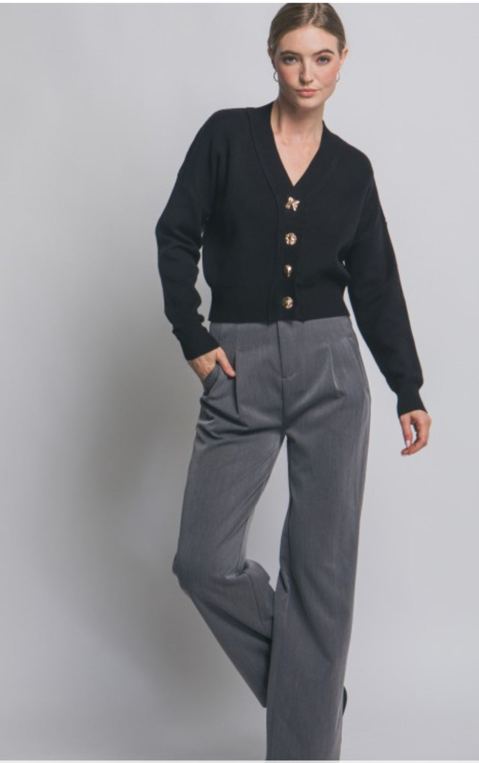 Black Gold Button Cardigan