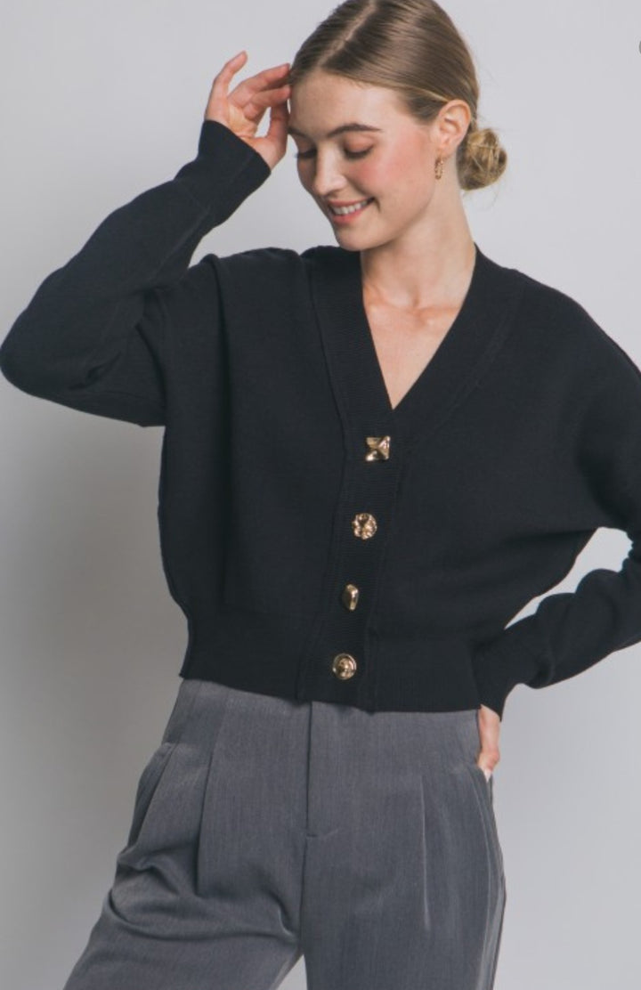 Black Gold Button Cardigan