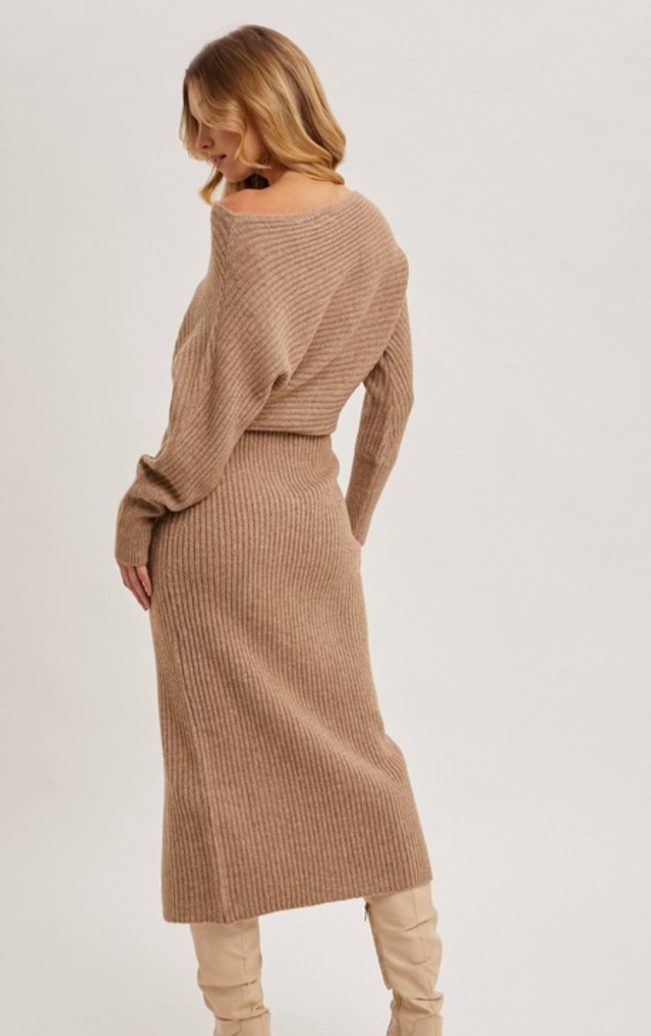 Latte Midi Knit Sweater Dress