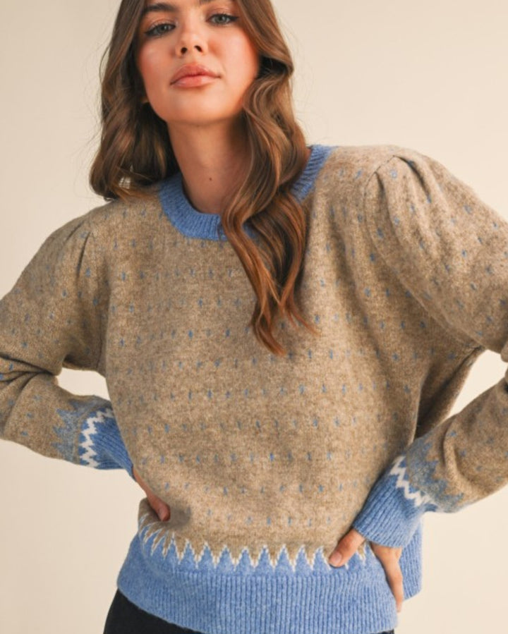 Taupe/Blue Sweater
