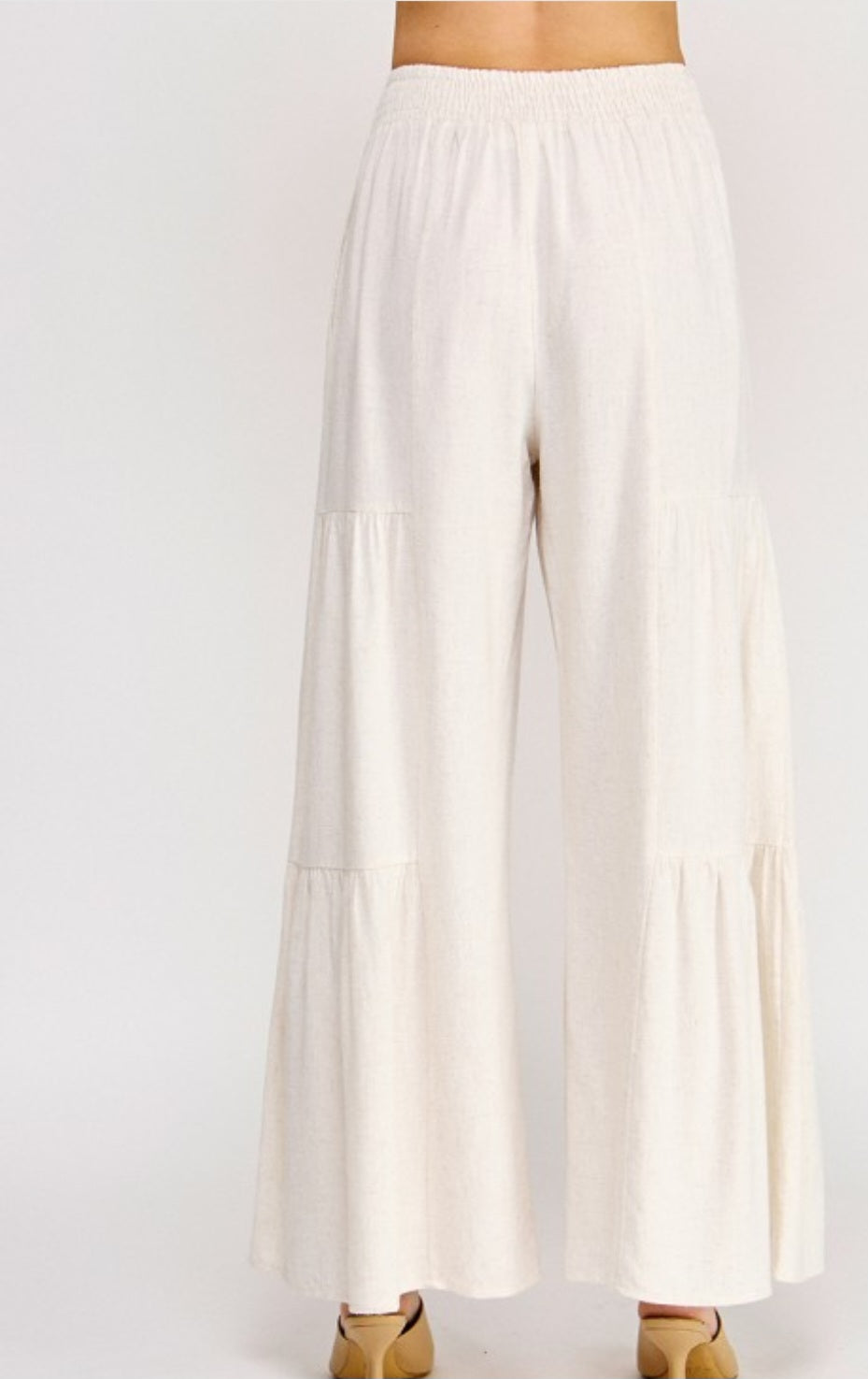 Beige Linen Flowy Pant