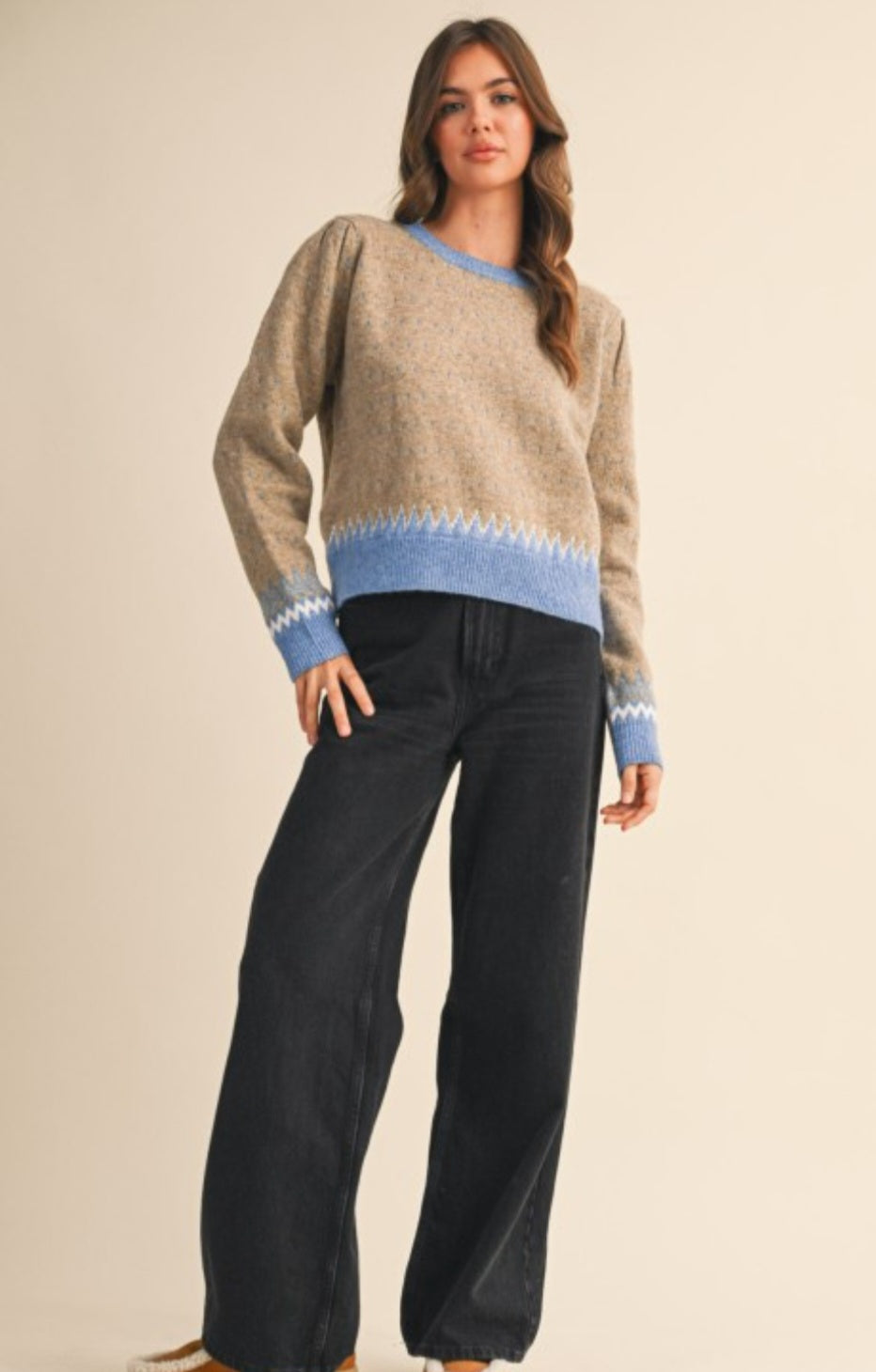 Taupe/Blue Sweater