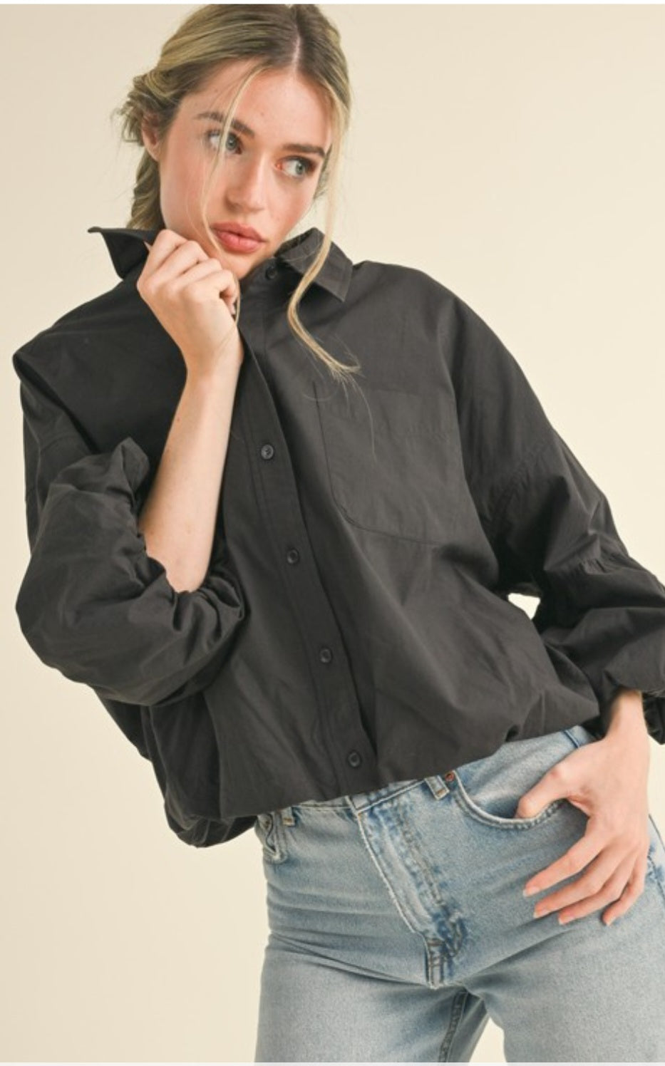 Black Puff Sleeve Top