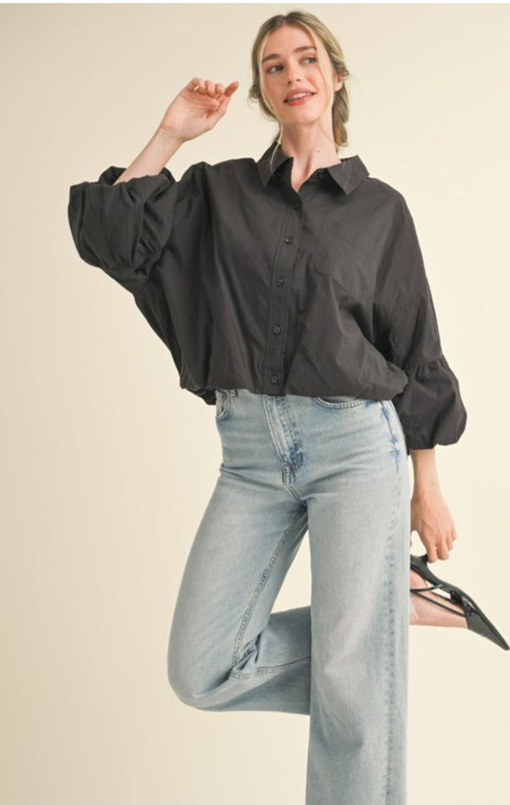 Black Puff Sleeve Top