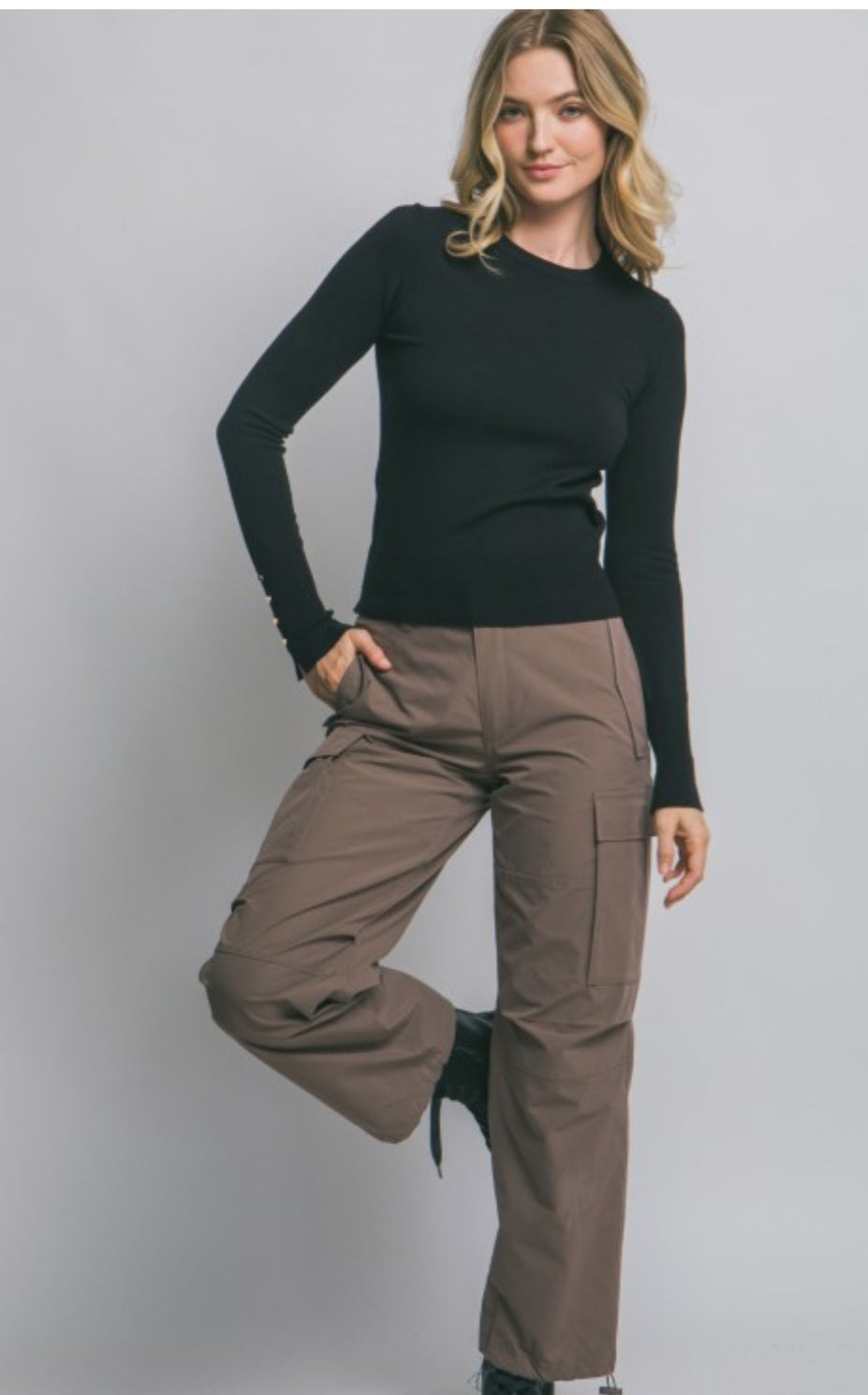 Black Sweater with Gold  Buttons