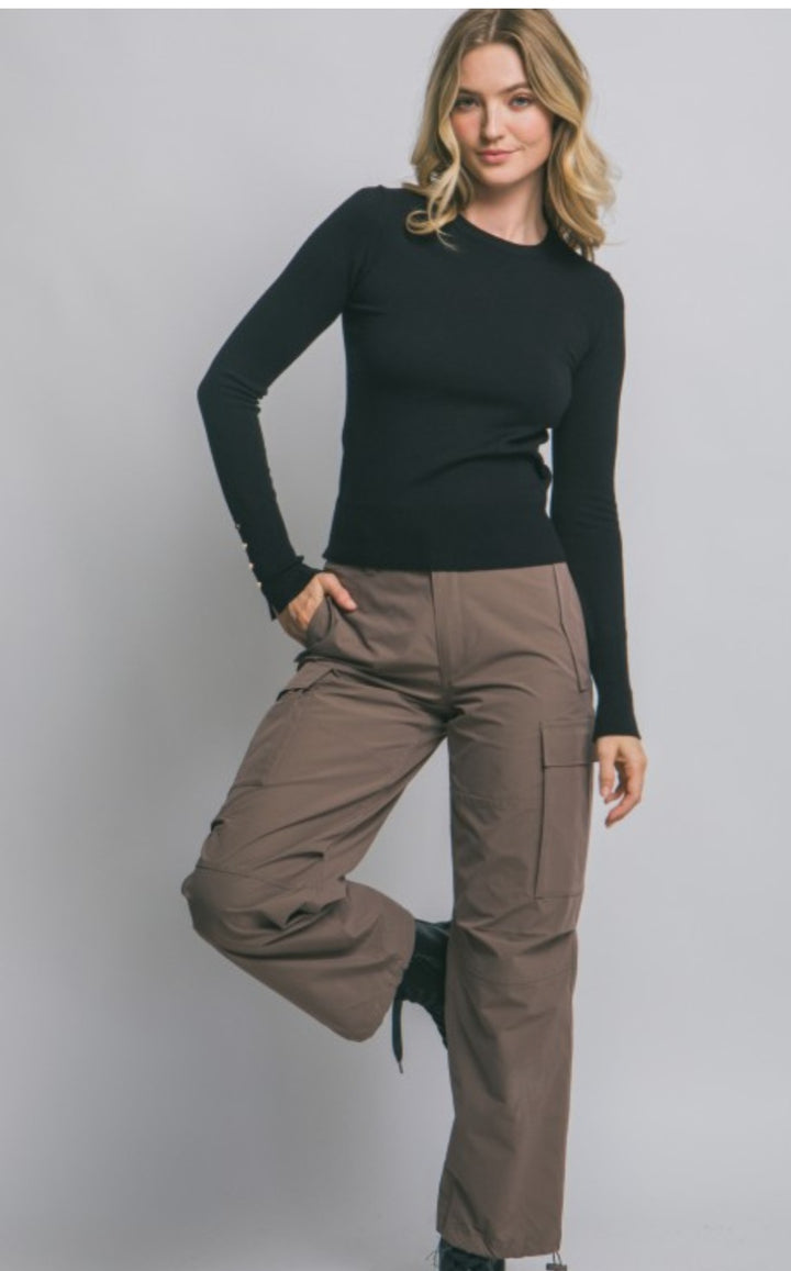 Black Sweater with Gold  Buttons