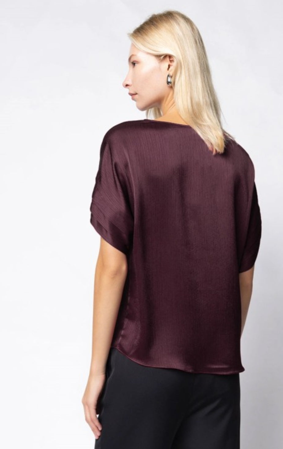 Wine V Neck Top