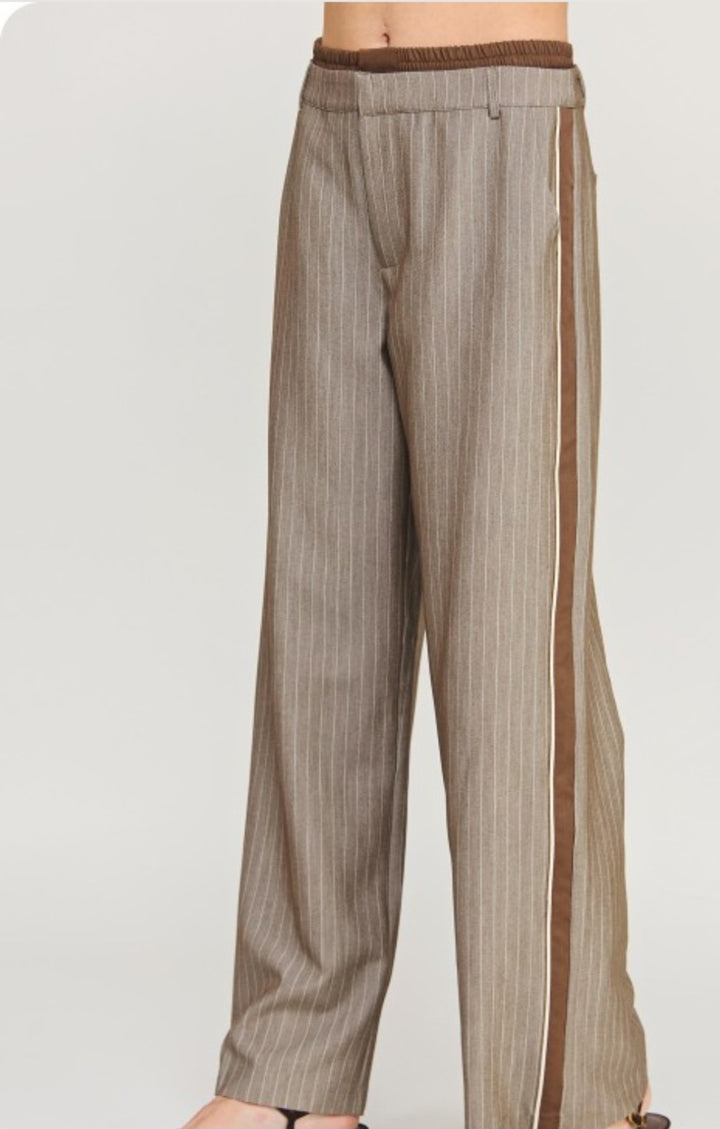 Khaki Stripe Side Pants
